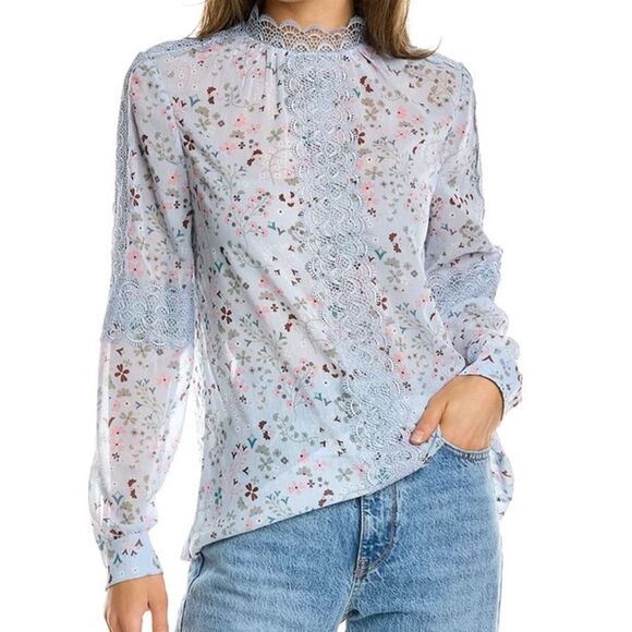 NWOT TED BAKER Javiera lace top Pale Blue Size 4/US 10 - Picture 2 of 10